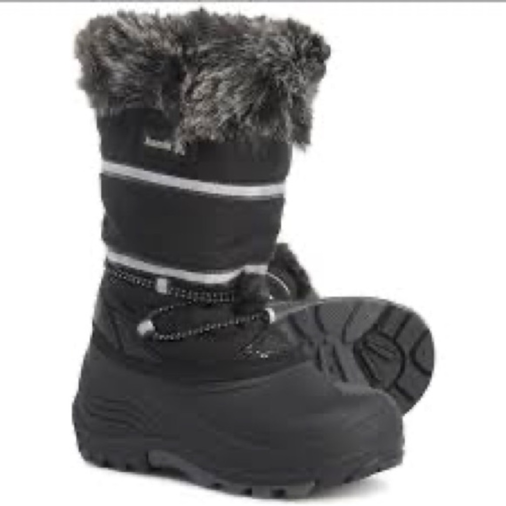 Kamik Black and Silver Faux Fur Snow Boots